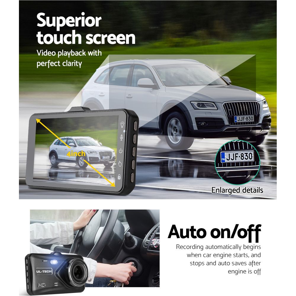 UL Tech 4 Inch Dual Camera Dash Camera - Black Tristar Online