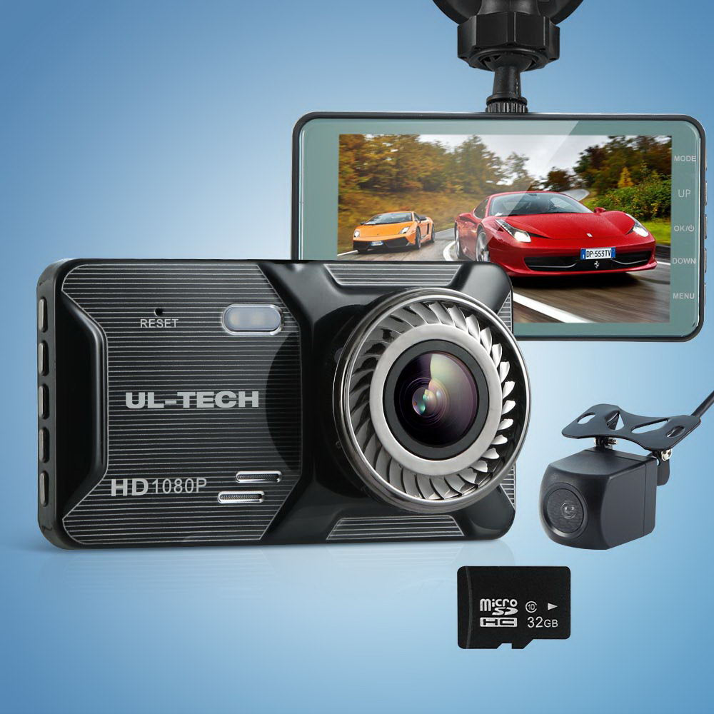 UL-tech 1080P 4" Dash Camera Dual Lens Car DVR Recorder Front Rear Night Vision Tristar Online