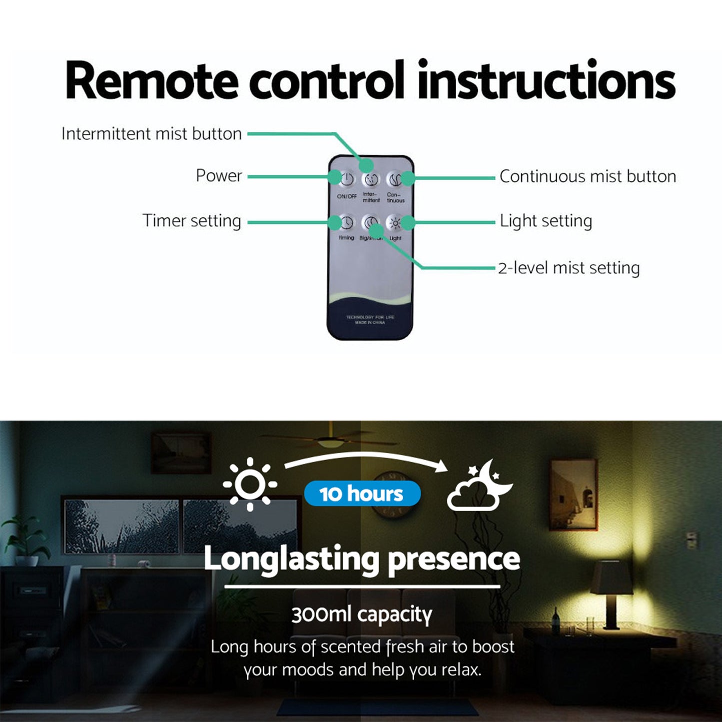 Devanti 300ml 4 in 1 Aroma Diffuser - Light Wood Tristar Online