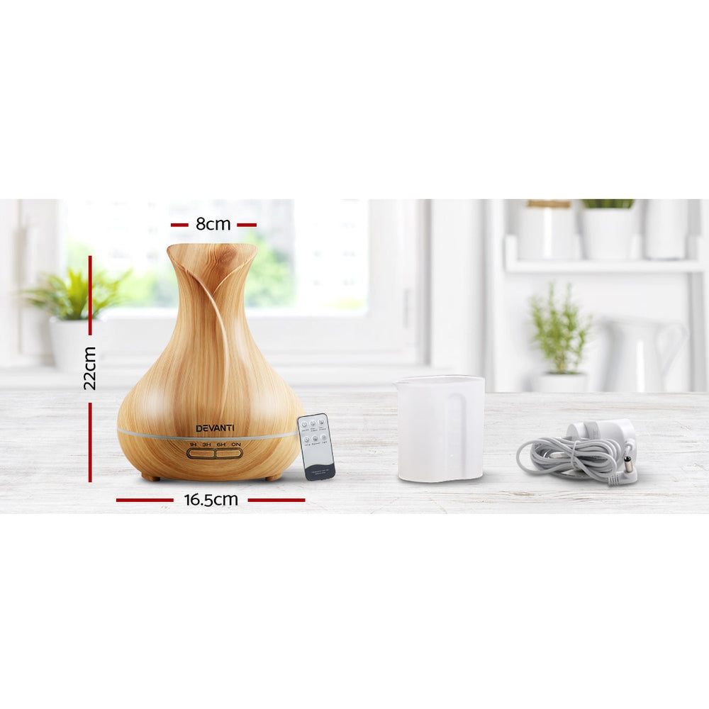 Devanti 400ml 4 in 1 Aroma Diffuser remote control - Light Wood Tristar Online