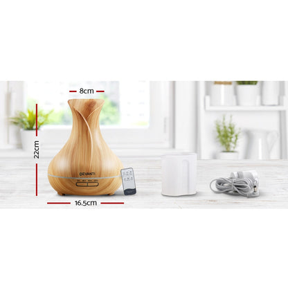 Devanti 400ml 4 in 1 Aroma Diffuser remote control - Light Wood Tristar Online