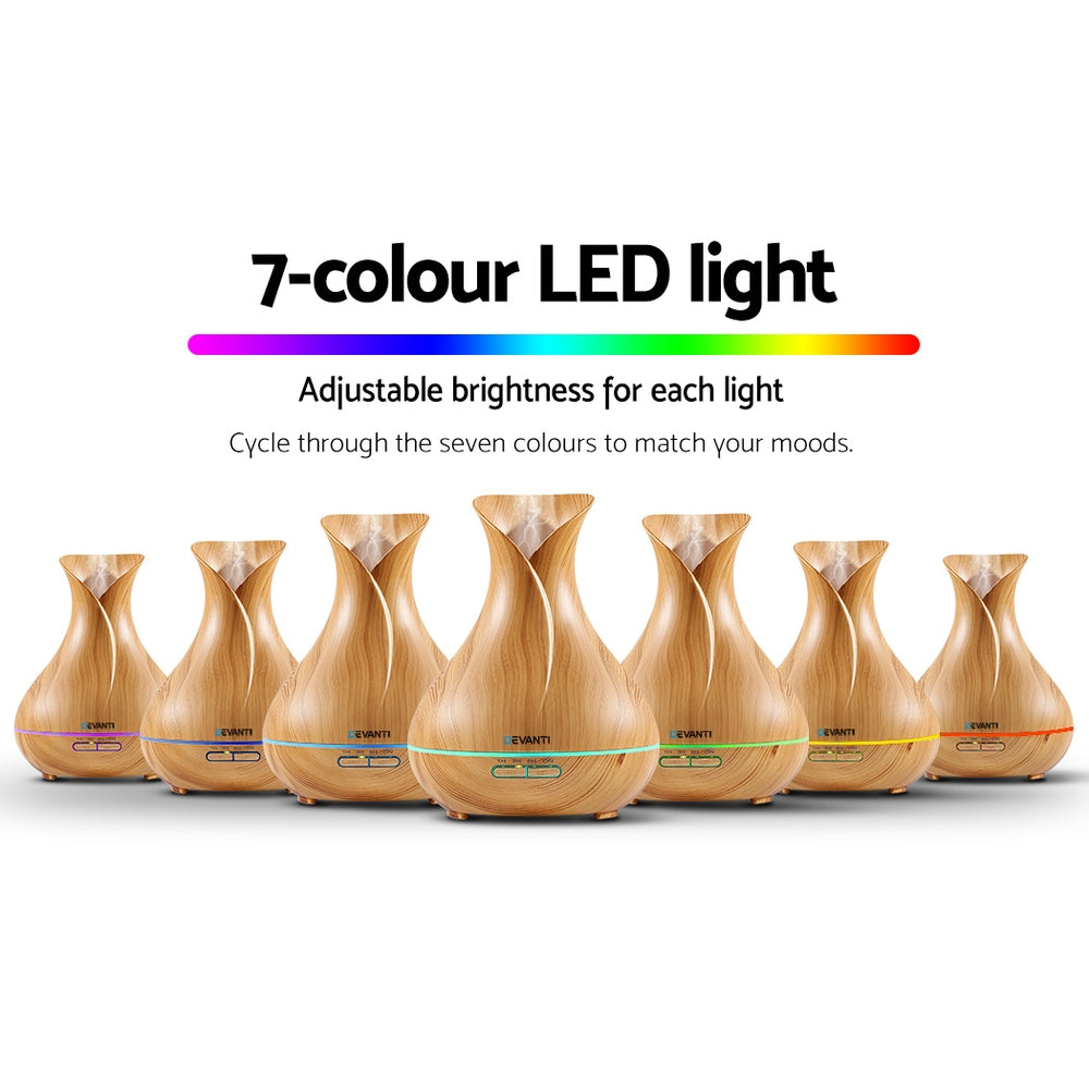 Devanti 400ml 4 in 1 Aroma Diffuser remote control - Light Wood Tristar Online