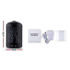 DEVANTI Aroma Diffuser Aromatherapy LED Night Light Iron Air Humidifier Black Forrest Pattern 160ml Tristar Online