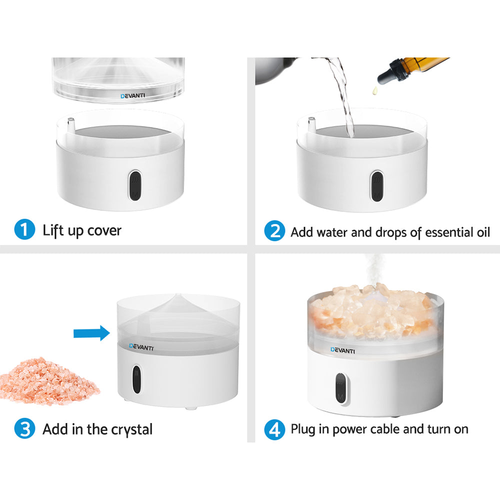 Devanti Aroma Diffuser Aromatherapy Essential Oils Air Humidifier LED Crystal Tristar Online