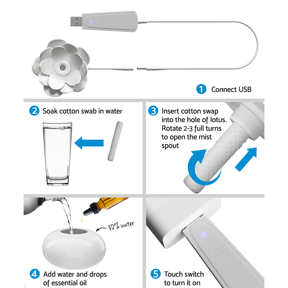 Devanti Aromatherapy Diffuser Aroma Ceramic Essential Oils Air Humidifier Lotus Tristar Online