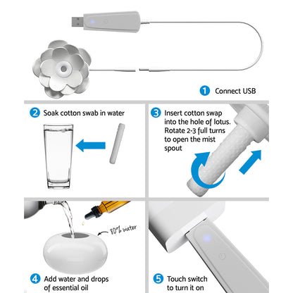 Devanti Aromatherapy Diffuser Aroma Ceramic Essential Oils Air Humidifier Lotus Tristar Online