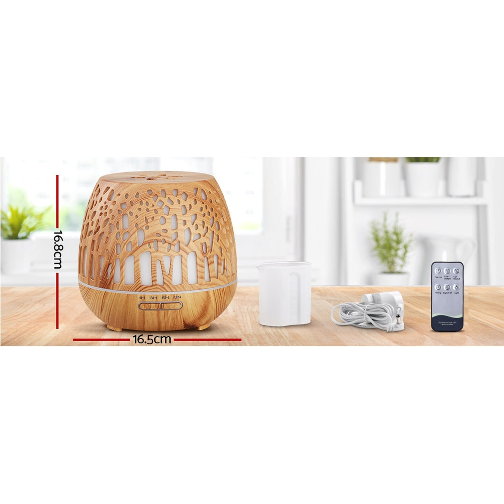 Devanti Aroma Diffuser Aromatherapy Humidifier Essential Oil Ultrasonic Cool Mist Wood Grain Remote Control 400ml Tristar Online