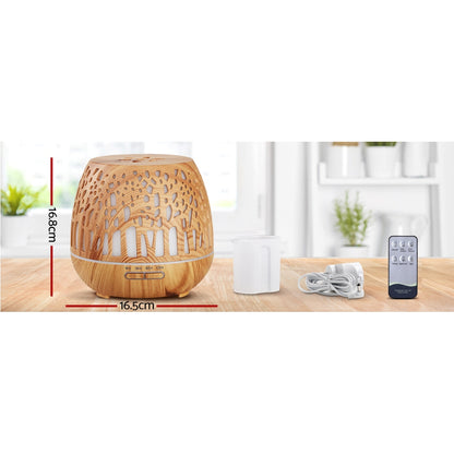 Devanti Aroma Diffuser Aromatherapy Humidifier Essential Oil Ultrasonic Cool Mist Wood Grain Remote Control 400ml Tristar Online