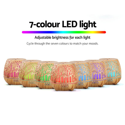 Devanti Aroma Diffuser Aromatherapy Humidifier Essential Oil Ultrasonic Cool Mist Wood Grain Remote Control 400ml Tristar Online