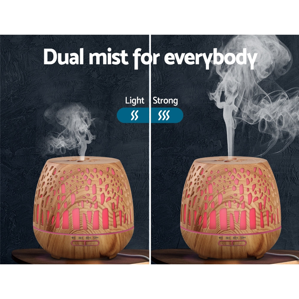 Devanti Aroma Diffuser Aromatherapy Humidifier Essential Oil Ultrasonic Cool Mist Wood Grain Remote Control 400ml Tristar Online