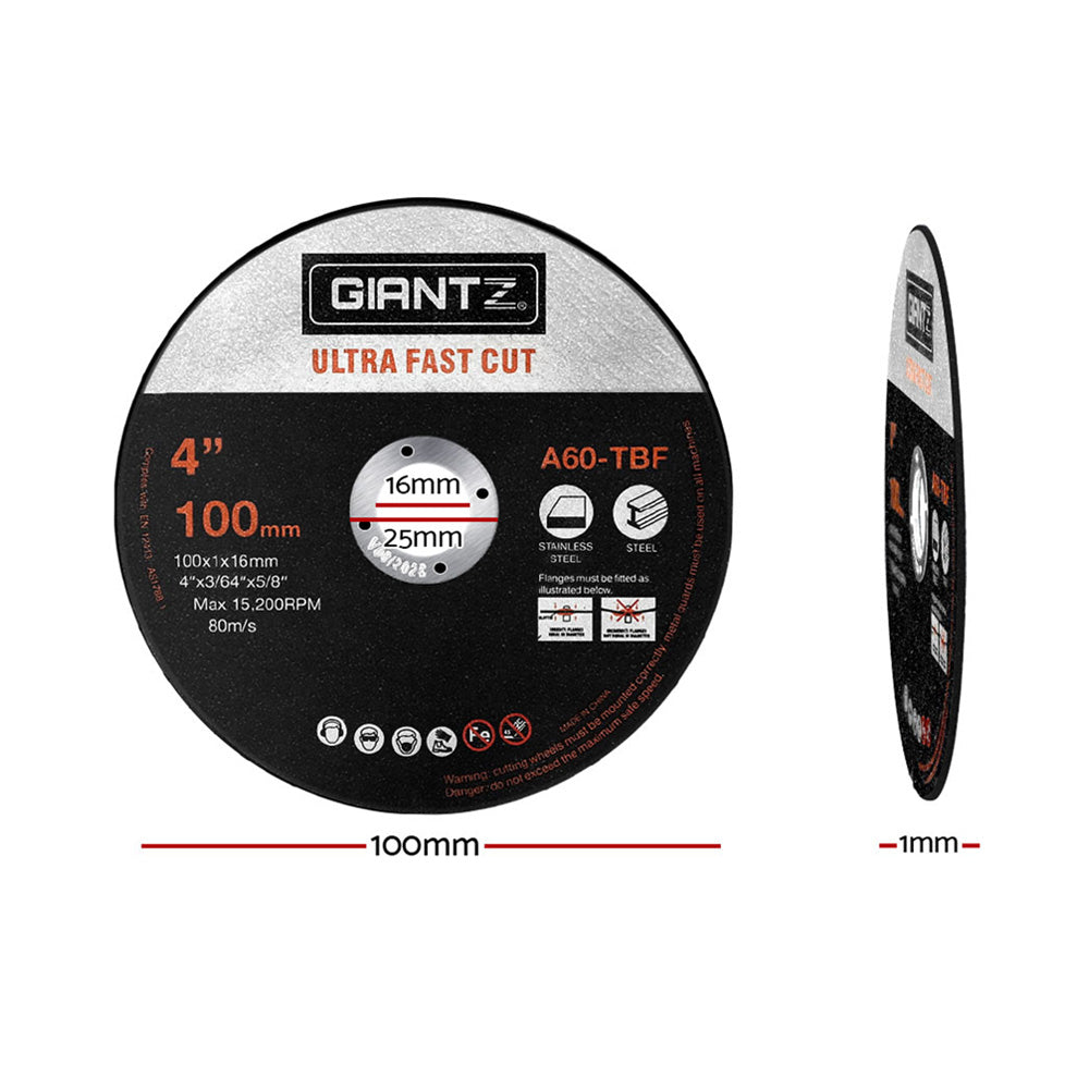 Giantz 100-Piece Cutting Discs 4" 100mm Angle Grinder Thin Cut Off Wheel Metal Tristar Online