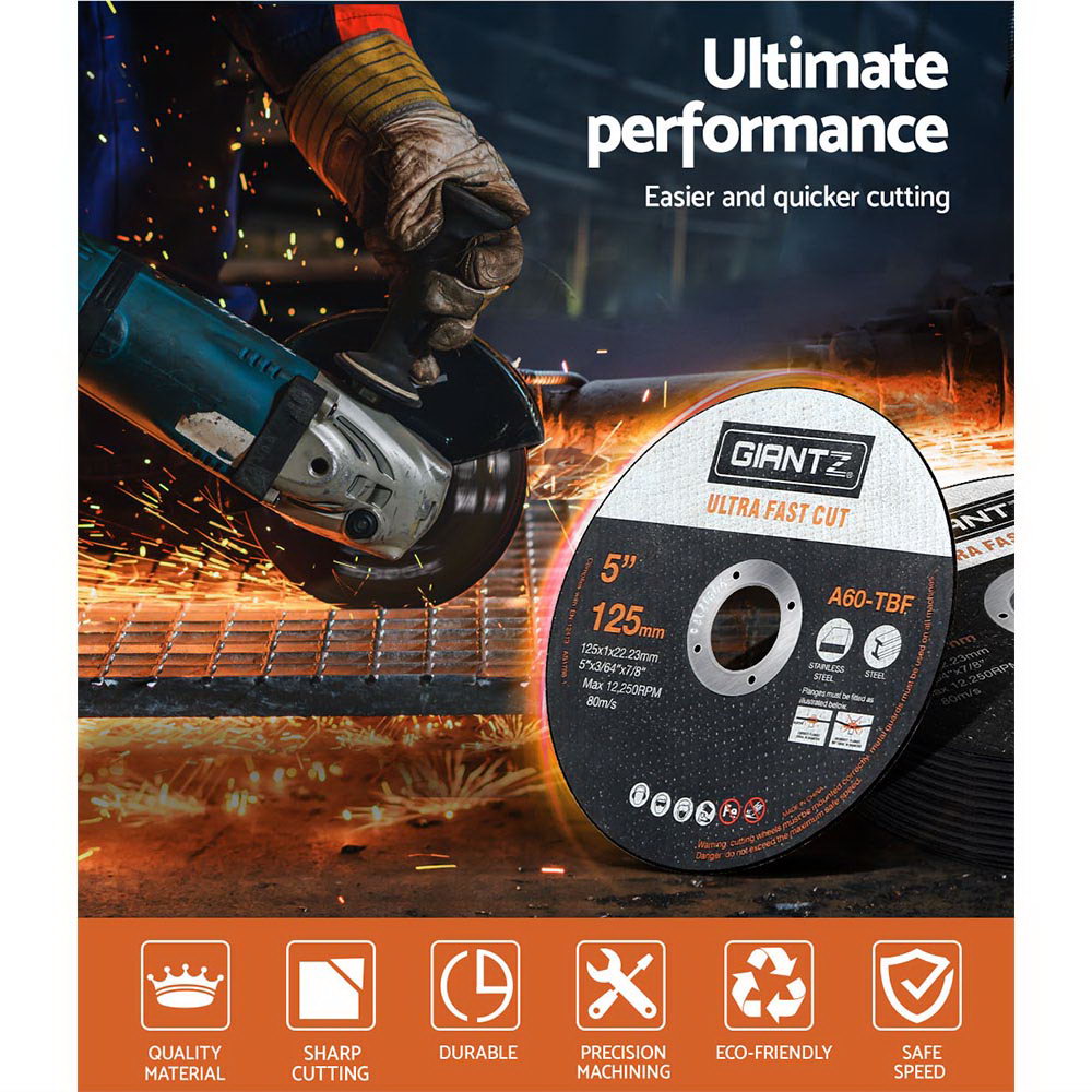 Giantz 100-Piece Cutting Discs 5" 125mm Angle Grinder Thin Cut Off Wheel Metal Tristar Online
