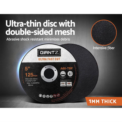 Giantz 100-Piece Cutting Discs 5" 125mm Angle Grinder Thin Cut Off Wheel Metal Tristar Online