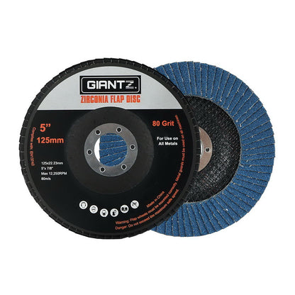 Giantz 100 PCS Zirconia Sanding Flap Disc 5’’ 125mm 80Grit Angle Grinding Wheel Tristar Online