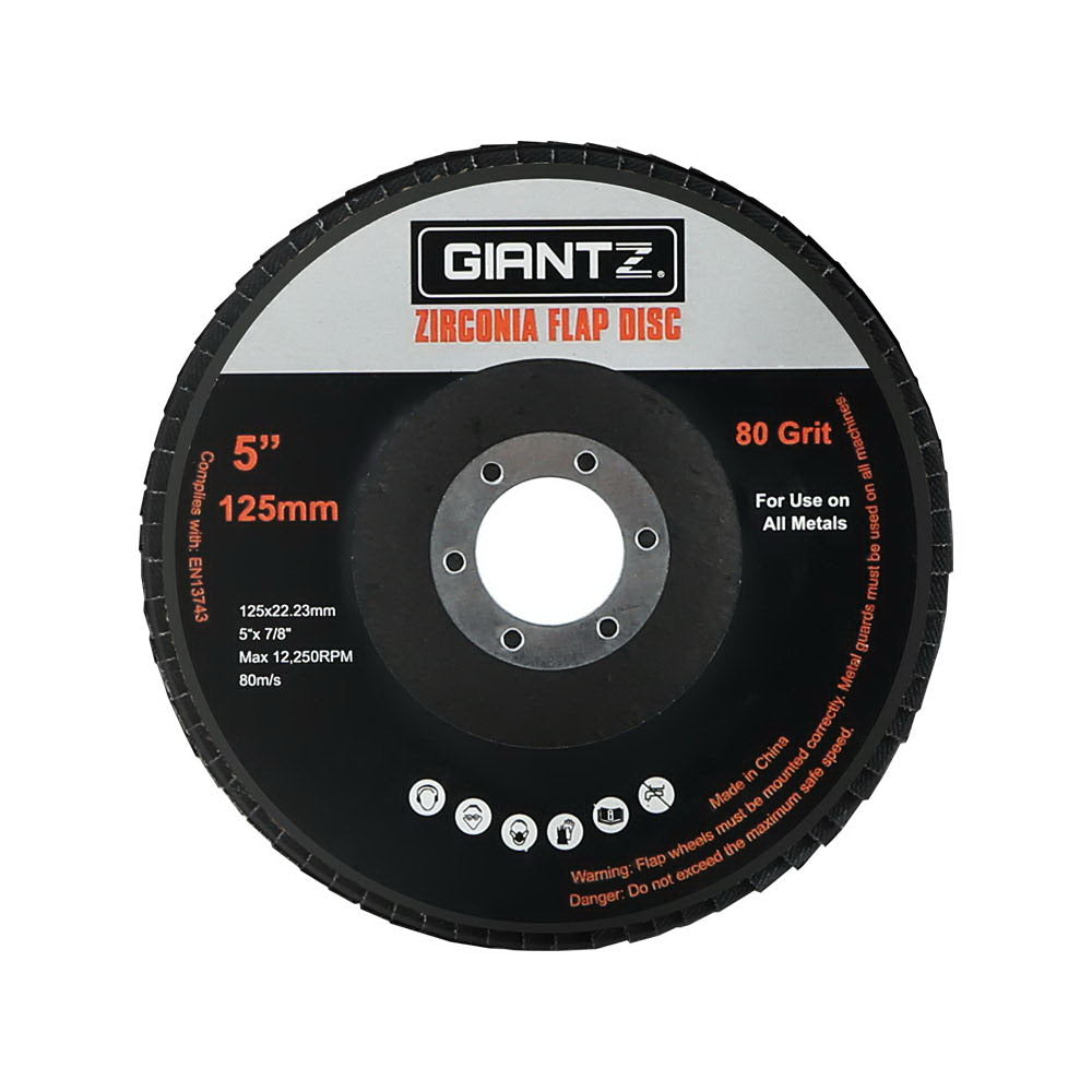 Giantz 100 PCS Zirconia Sanding Flap Disc 5’’ 125mm 80Grit Angle Grinding Wheel Tristar Online