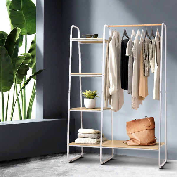 Closet Storage Rack Clothes Hanger Shelf Garment Rail Stand Wardrobe Organiser White Tristar Online