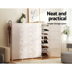 Artiss DIY Shoe Cabinet Shoe Box White Storage Cube Portable Organiser Stand Tristar Online