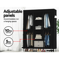 Artiss Large Portable Clothes Closet Wardrobe with Shelf Black Tristar Online
