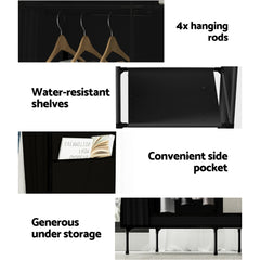 Artiss Large Portable Clothes Closet Wardrobe with Shelf Black Tristar Online