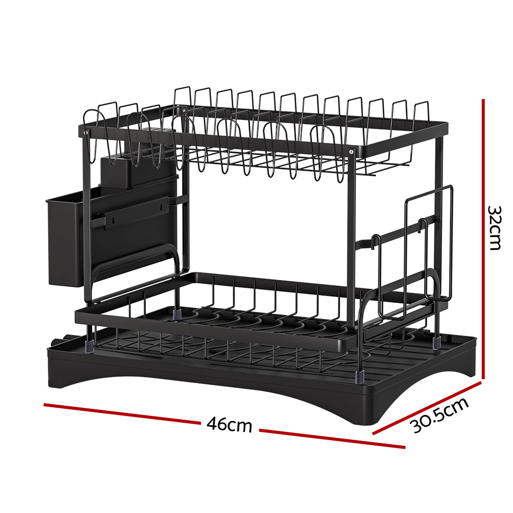 Cefito Dish Rack Expandable Drying Drainer Cutlery Holder Tray Kitchen 2 Tiers Tristar Online