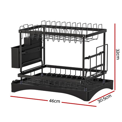 Cefito Dish Rack Expandable Drying Drainer Cutlery Holder Tray Kitchen 2 Tiers Tristar Online
