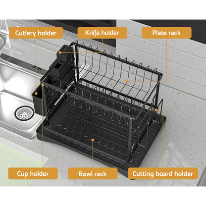 Cefito Dish Rack Expandable Drying Drainer Cutlery Holder Tray Kitchen 2 Tiers Tristar Online