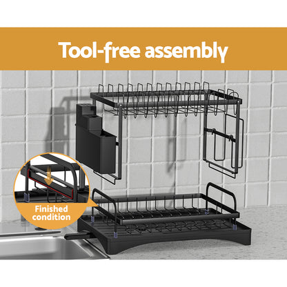 Cefito Dish Rack Expandable Drying Drainer Cutlery Holder Tray Kitchen 2 Tiers Tristar Online