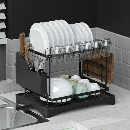 Cefito Dish Rack Expandable Drying Drainer Cutlery Holder Tray Kitchen 2 Tiers Tristar Online