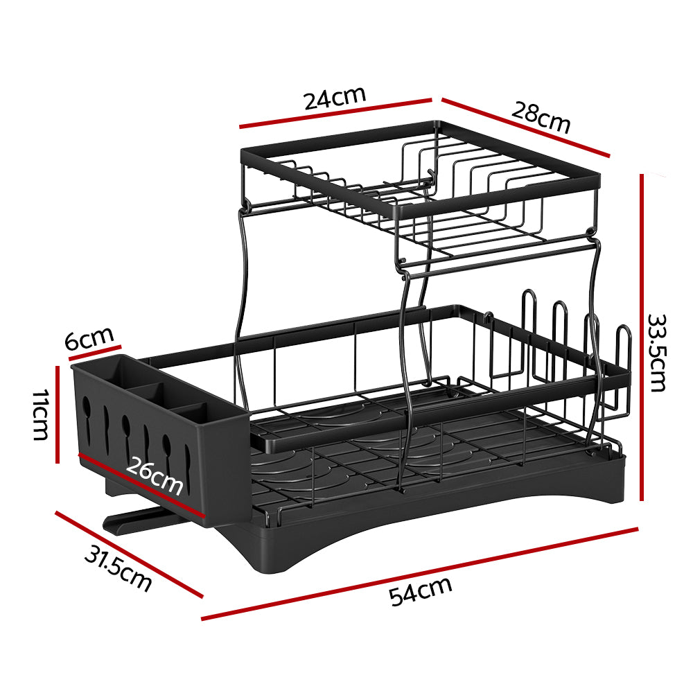 Cefito Dish Rack Expandable Drying Drainer Cutlery Holder Tray Kitchen 2 Tiers Tristar Online