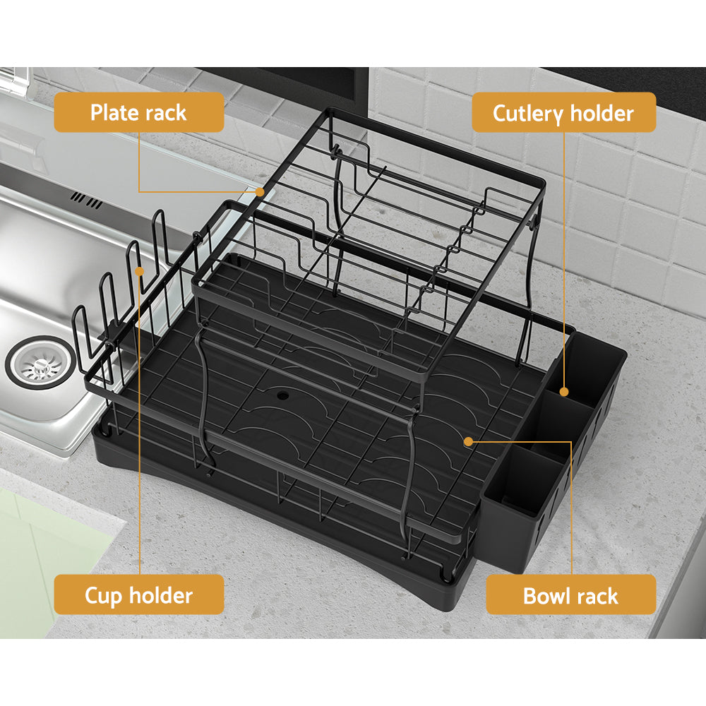 Cefito Dish Rack Expandable Drying Drainer Cutlery Holder Tray Kitchen 2 Tiers Tristar Online