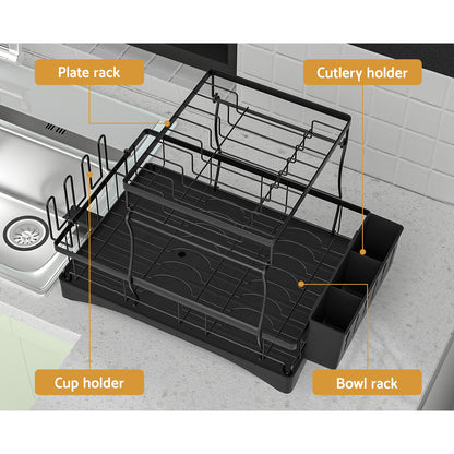 Cefito Dish Rack Expandable Drying Drainer Cutlery Holder Tray Kitchen 2 Tiers Tristar Online