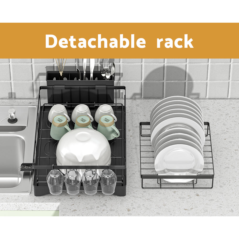 Cefito Dish Rack Expandable Drying Drainer Cutlery Holder Tray Kitchen 2 Tiers Tristar Online
