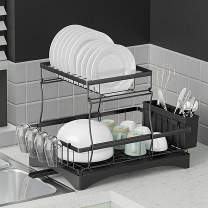 Cefito Dish Rack Expandable Drying Drainer Cutlery Holder Tray Kitchen 2 Tiers Tristar Online