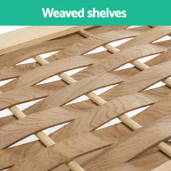 Artiss 4-tier Shoe Rack 12 Pairs Shoe Storage Weaved Shelves Solid Wood Frame Tristar Online