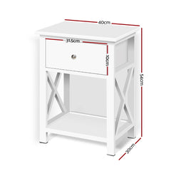 Artiss Bedside Table 1 Drawer with Shelf - EMMA White Tristar Online