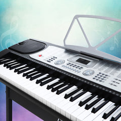 Alpha 61 Keys Electronic Piano Keyboard LED Electric Silver with Music Stand for Beginner Tristar Online