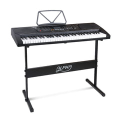 Alpha 61 Key Lighted Electronic Piano Keyboard LCD Electric w/ Holder Music Stand Tristar Online