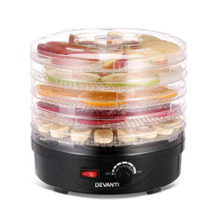 Devanti 5 Trays Food Dehydrator Fruit Dehydrators Pet Beef Jerky Dryer Black Tristar Online