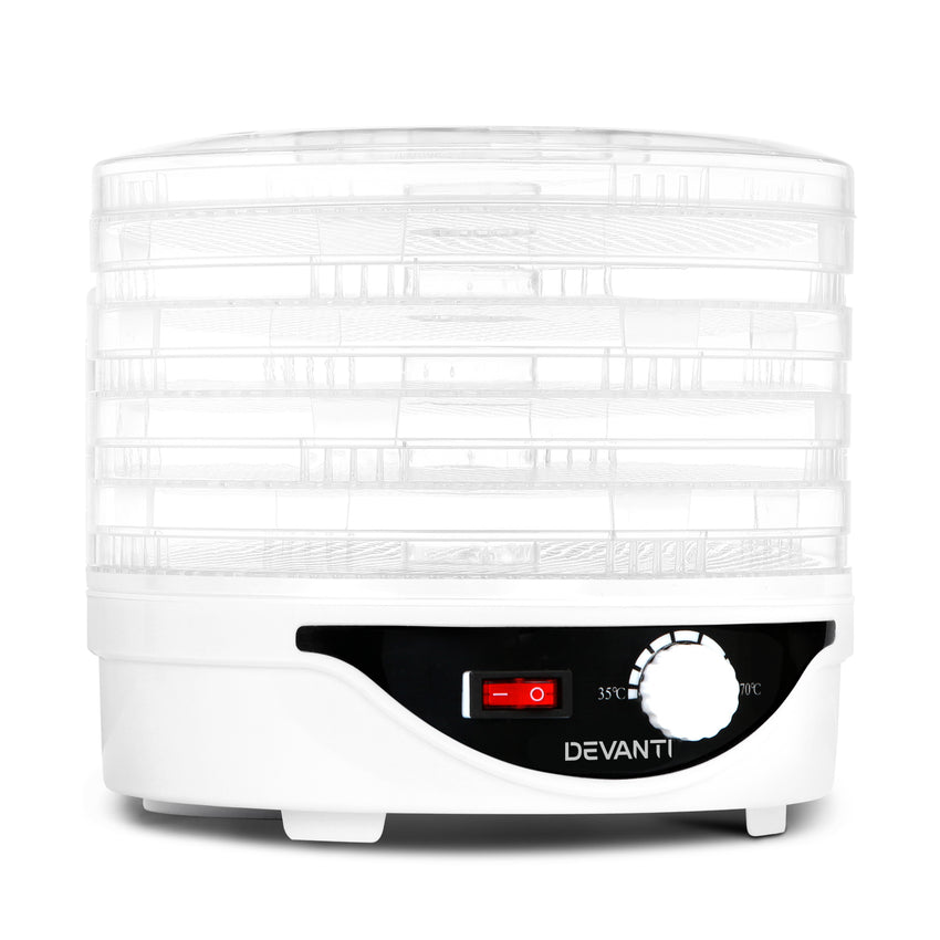 Devanti 5 Trays Food Dehydrator Fruit Dehydrators Pet Beef Jerky Dryer White Tristar Online