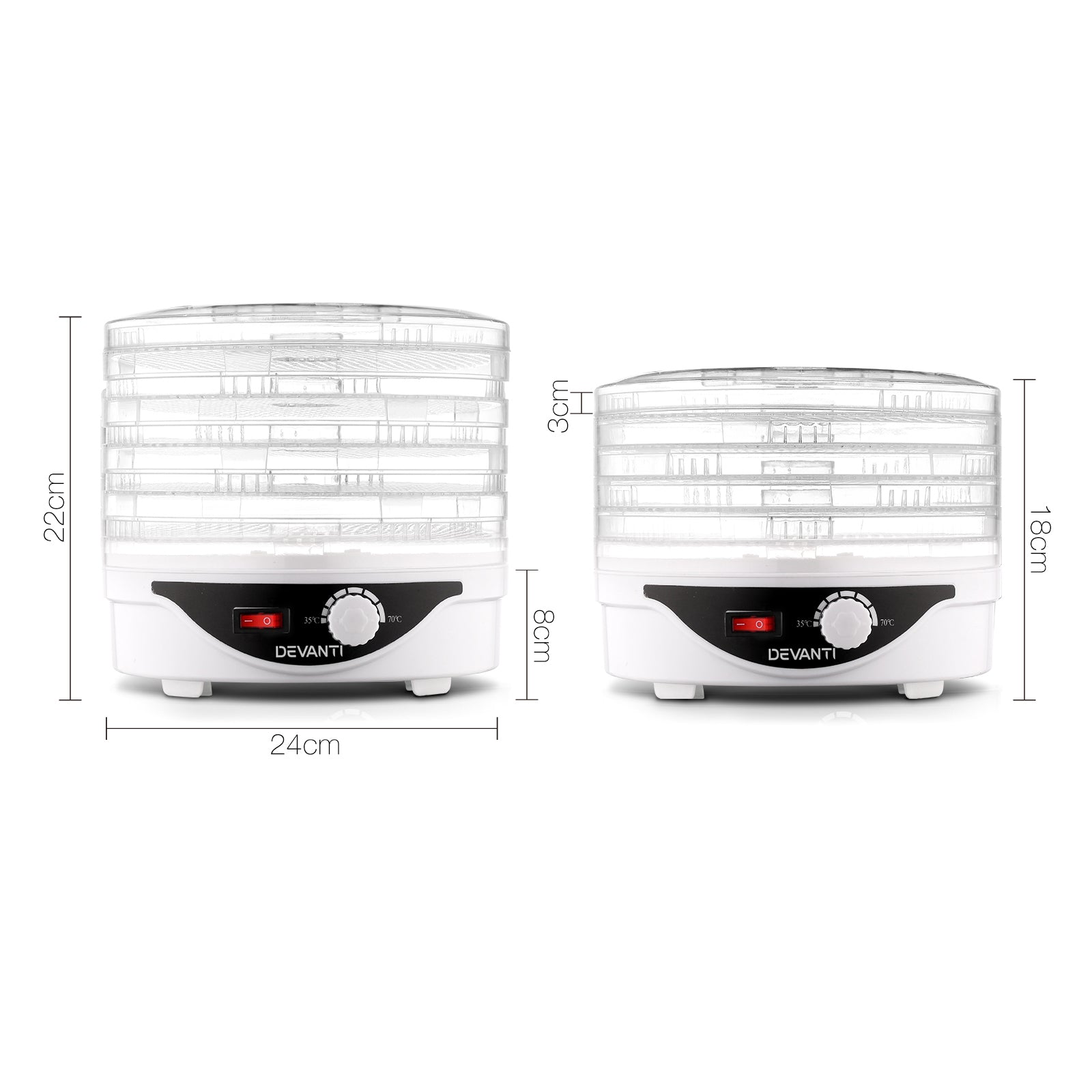 Devanti 5 Trays Food Dehydrator Fruit Dehydrators Pet Beef Jerky Dryer White Tristar Online