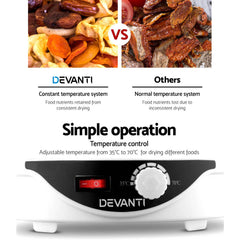 Devanti 5 Trays Food Dehydrator Fruit Dehydrators Pet Beef Jerky Dryer White Tristar Online