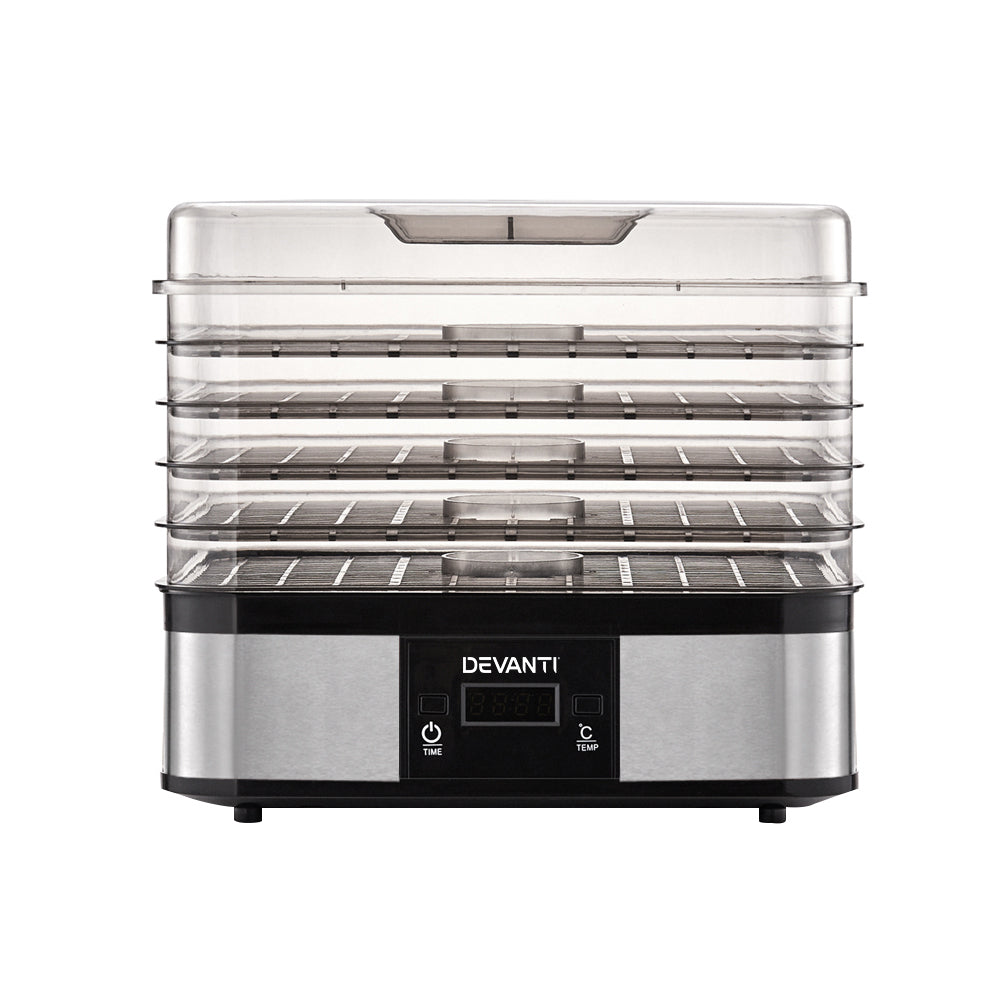 Devanti Food Dehydrator with 5 Trays - Silver Tristar Online