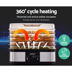 Devanti Food Dehydrator with 5 Trays - Silver Tristar Online