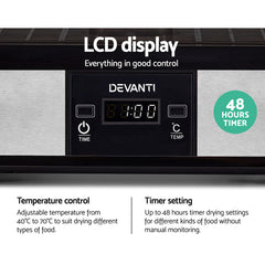 Devanti Food Dehydrator with 5 Trays - Silver Tristar Online