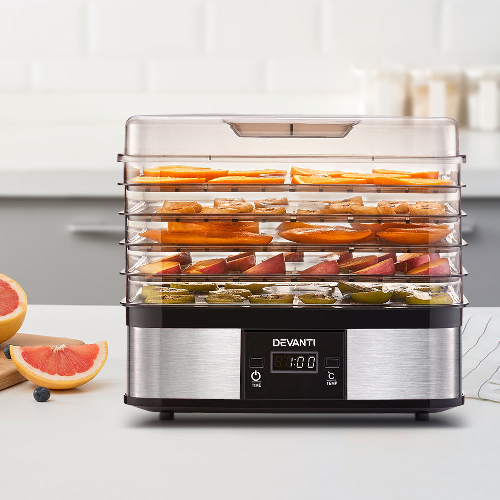 Devanti Food Dehydrator with 5 Trays - Silver Tristar Online