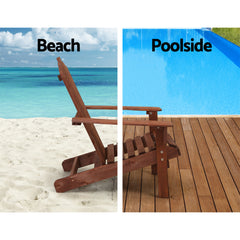 Gardeon Outdoor Sun Lounge Beach Chairs Table Setting Wooden Adirondack Patio Brown Chair Tristar Online