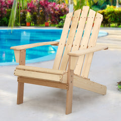 Gardeon Outdoor Sun Lounge Beach Chairs Table Setting Wooden Adirondack Patio Chair Light Wood Tone Tristar Online