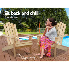 Gardeon Outdoor Sun Lounge Beach Chairs Table Setting Wooden Adirondack Patio Chair Light Wood Tone Tristar Online