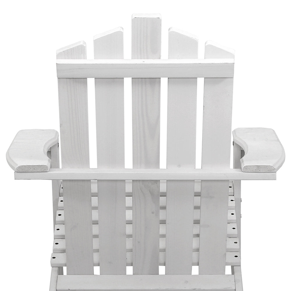 Gardeon 2PC Adirondack Outdoor Table and Chair Wooden Beach Chair Patio Furniture White Tristar Online