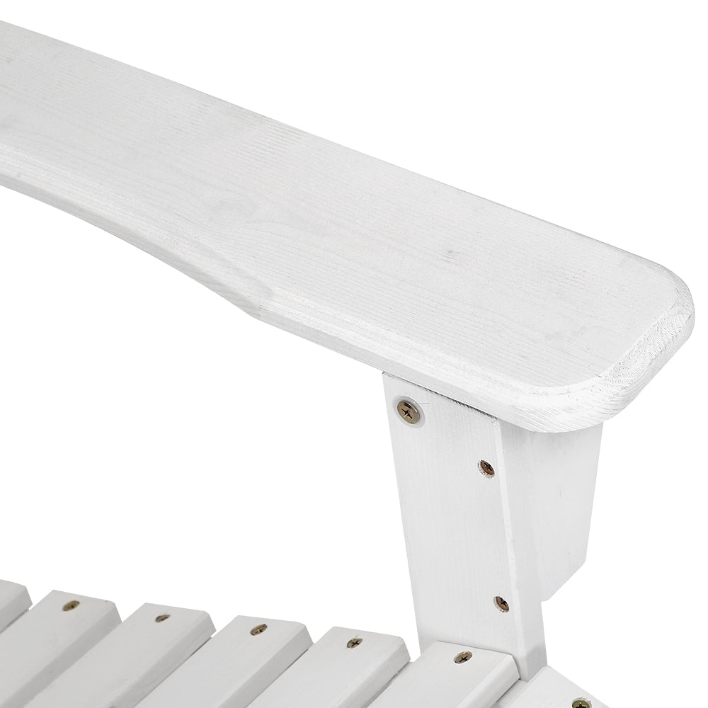 Gardeon 2PC Adirondack Outdoor Table and Chair Wooden Beach Chair Patio Furniture White Tristar Online